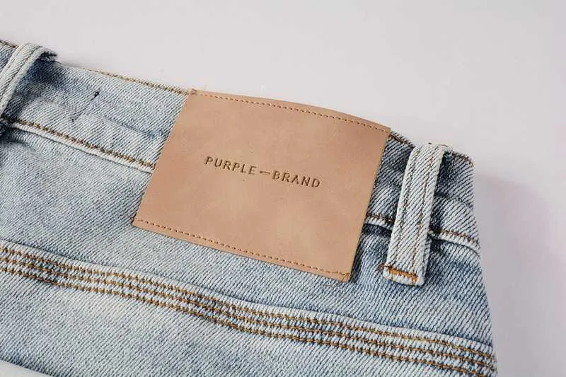 DHgate.com:Purple Brand Jeans Light Blue Knee Hole Slim