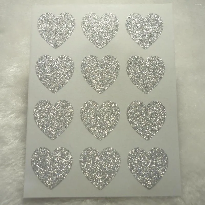 Prezent Glitter Heart Stickers Silver for Envelope Seals