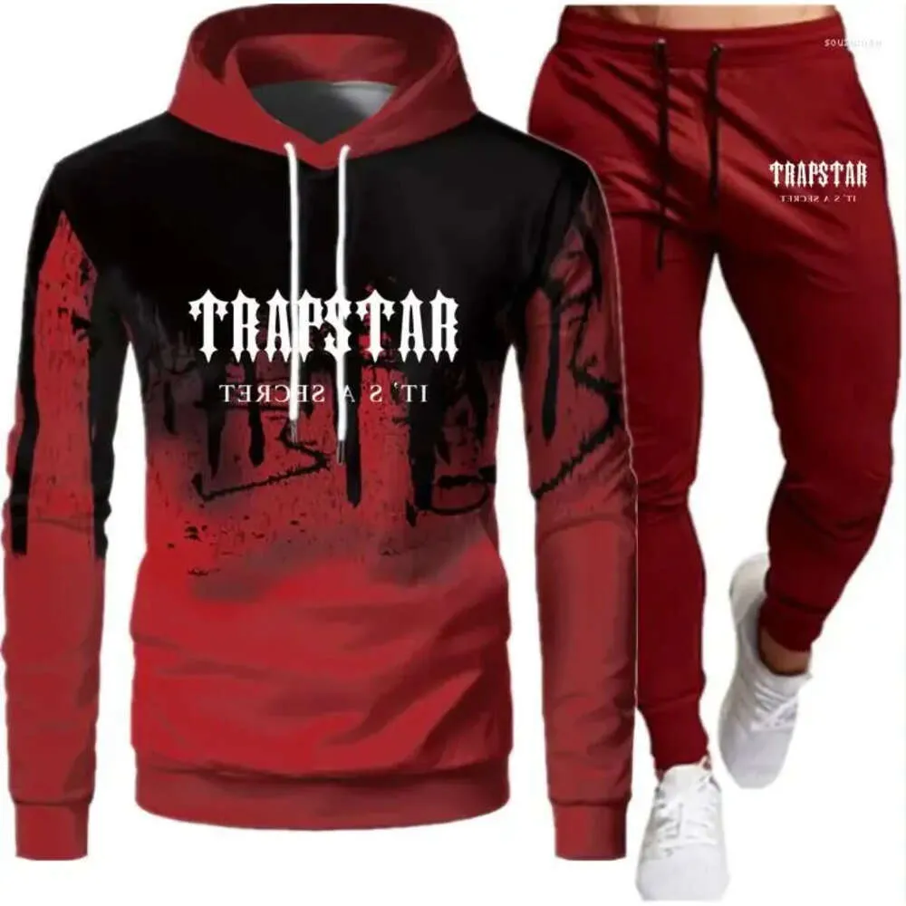 2023 Herr Trapstar Tracksuit Märke Tryckt sportkläder Män varma två stycken Set Loose Hoodie Sweatshirt Pants Jogging Fashion