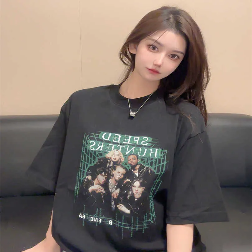 2023 New Women's High Quality Tshirt Shirt Edition Family Rock Band Portrait Kangli Direct Spray Printing 280g Sleeve T-Shirt