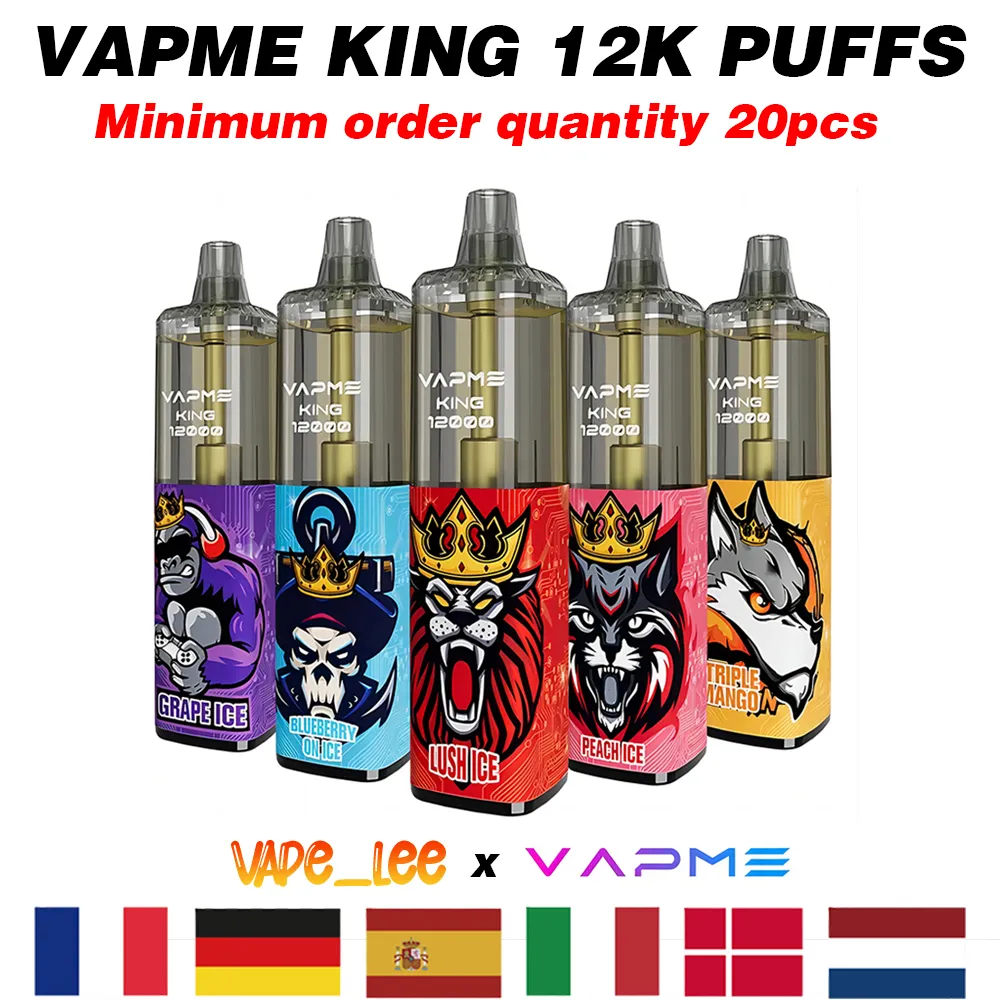 Minimalna ilość 20pcs Oryginalny Vapme King 12000 Puffs RGB Lekka akumulator 0% 2% 5% 18 Kolory Opcjonalnie 12k Big Bang King Cloud Ceal