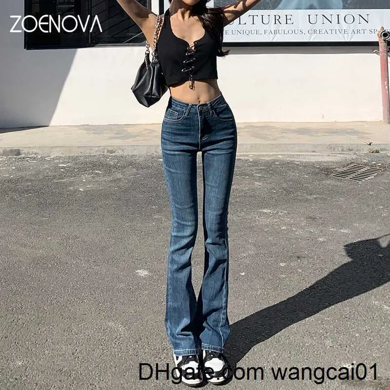 Women's Jeans ZOENOVA Flare Jeans Low Waist Loose Comfortab Jeans For Women Pants 2022 Elastic Fashion Boyfriend Sty Denim Pant Trousers 0410H23