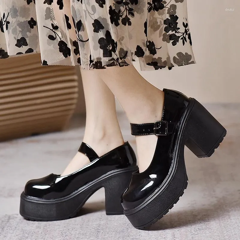 Dress Shoes White Platform Heels Women Vintage Girls High Heel Japanese Style College Student