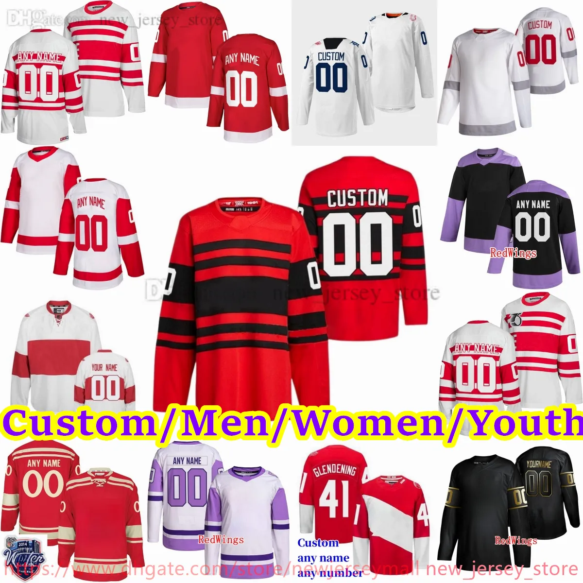 2023-24 New Ice Hockey 88 Patrick Kane Jersey 71 Dylan Larkin Alex DeBrincat Gordie Howe Moritz Lucas Raymond Seider David Perron David Perron Pavel Datsyuk Home away