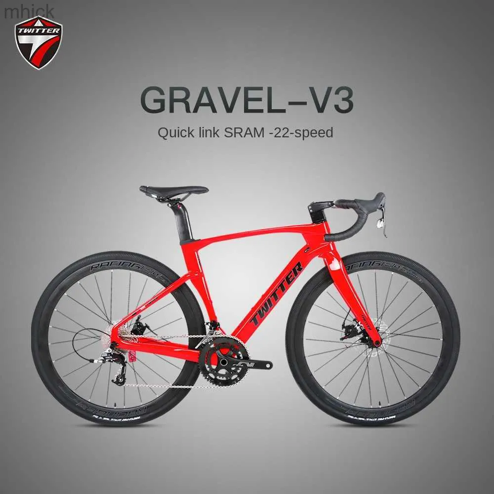 Cykelpedaler Twitter Gravel-V3 Carbon Fiber Cross-Country Road Bike Variable Speed ​​Disc Brake All-In-One Bychicle M230410