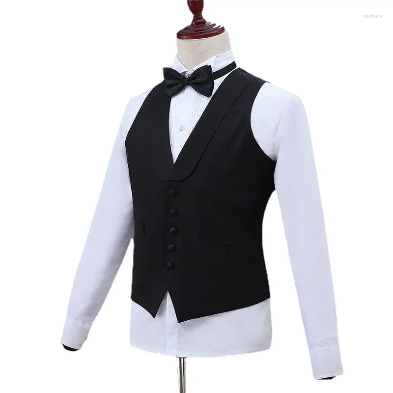 Mäns väster klassiska män Pure Color Formal Business Suit Vest Black / White Wedding Prom Party Dress Waistcoat Storlek 4xl-S