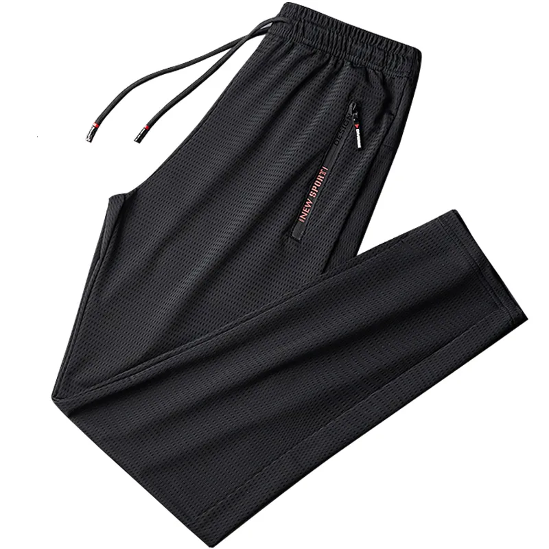 Mäns byxor Summer Breattable Mesh Black Sports Pants Men's Jogger Sports Pants Men's Casual Track Pants 7xl 8xl 9xl 230410