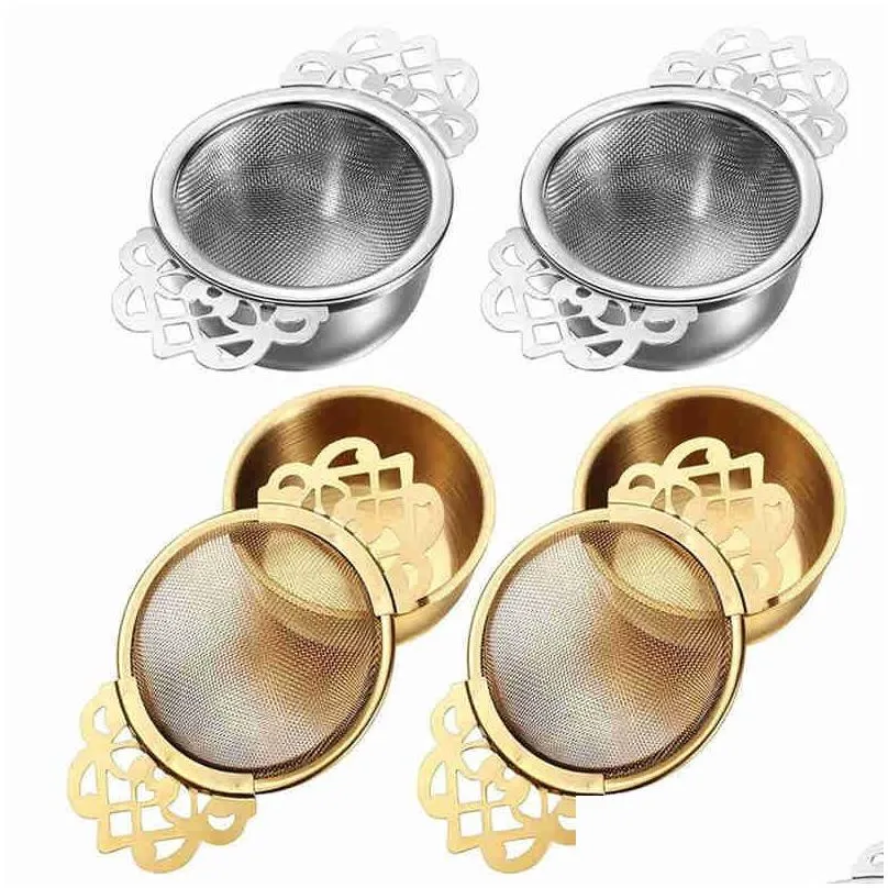 Other Home & Garden Empress Tea Strainers With Drip Bowls Mesh Infuser Stainless Steel Loose Leaf Filter Double Winged Handles Drop De Dhimr