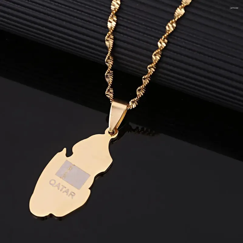 Pendant Necklaces Stainless Steel Trendy Qatar Country Map Necklace State Of Jewelry