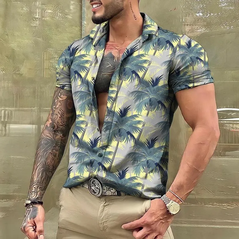 Mäns avslappnade skjortor hawaiian kort ärmskjorta 3d tryckblus strand semester överdimensionerad social harajuku y2k kläder vintage lyx camisa