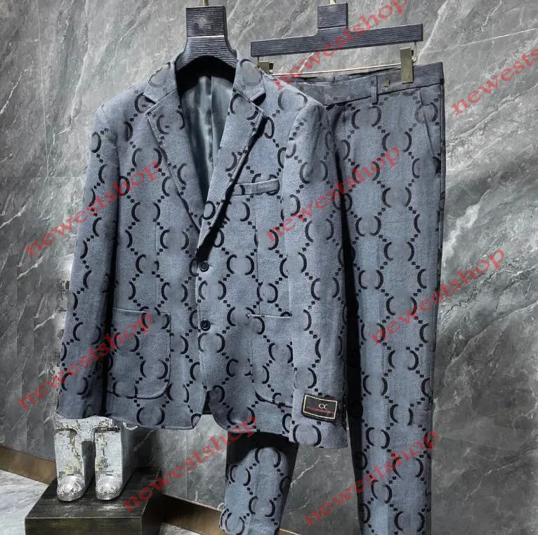 2023 Ternos Masculinos Blazers Roupas Ocidentais Designer de Roupas Masculinas Clássicas com Estampa de Cartas Blazer Outono Casaco de Luxo Casaco Slim Fit Carta Patchwork Feminino Vestido Calças