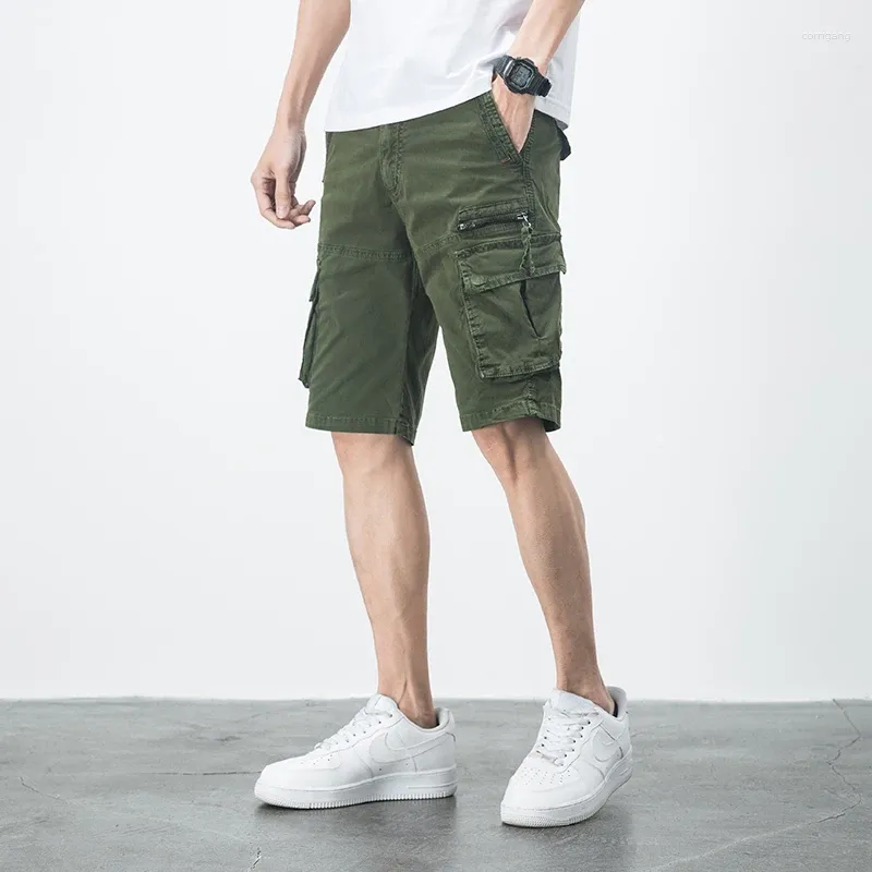 Men's Shorts Cargo Summer Side Pockets Brand Clothing Japanese Streetwear Male Multi-pocket Casual Army Green Pants Mens