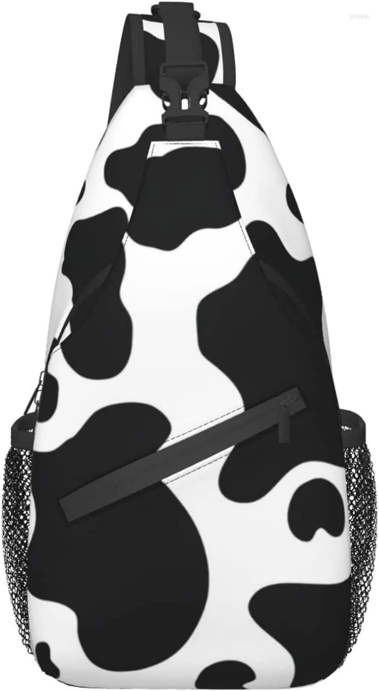 Backpack Black & White Cow Print Crossbody Sling Bag For Casual Shoulder Women Men