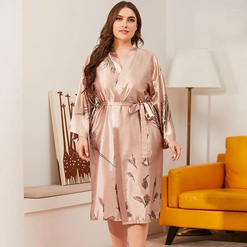 Vêtements de nuit pour femmes Sanderala grande taille XXXL femmes Robes Kimono peignoir robe mariée demoiselle d'honneur mariage soie femmes sommeil salon sous-vêtements