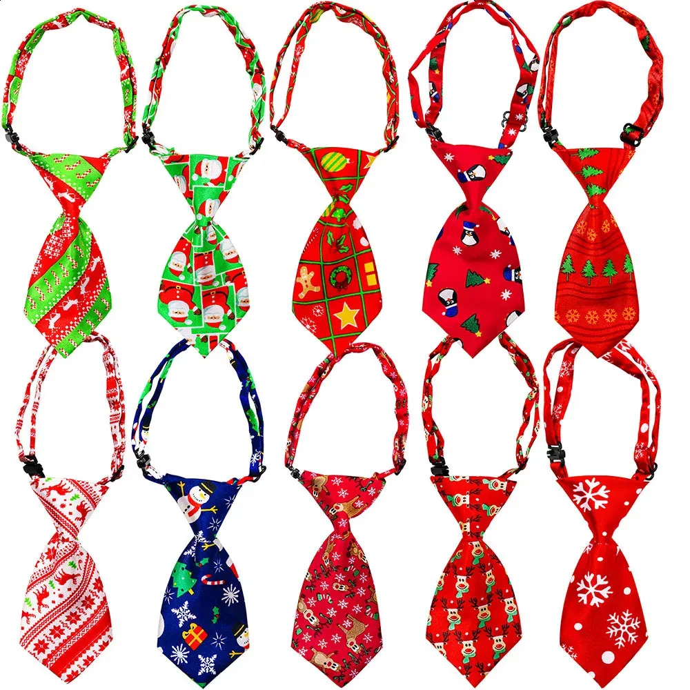 Dog Apparel 50pcs Christmas Pet Supplies Pet Dog Cat Xmas Neckties Bowties Santa Deer Pet Dog Grooming Accessories Small-Middle Dog Ties 231109