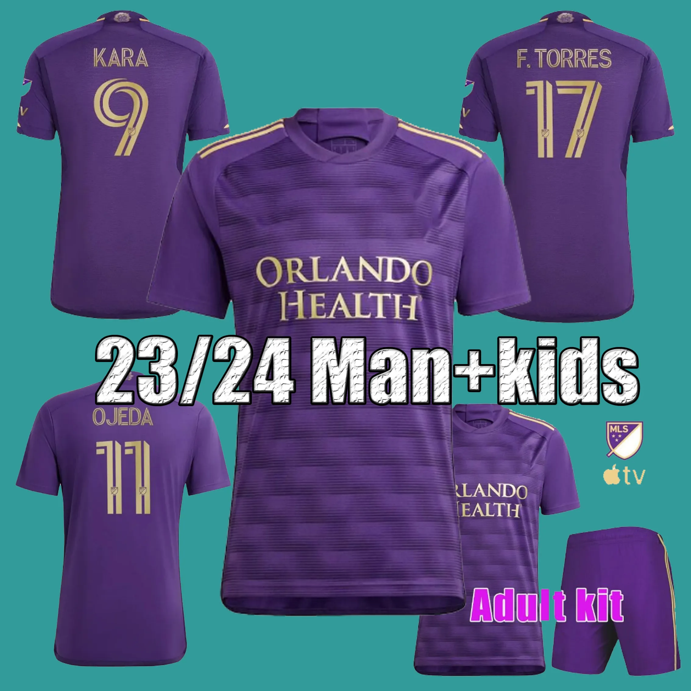 Orlando City Soccer Jersey Home Kit Kids Adult Sizes! Fan Version  KARA PEREYRA OJEDA Official Uniform