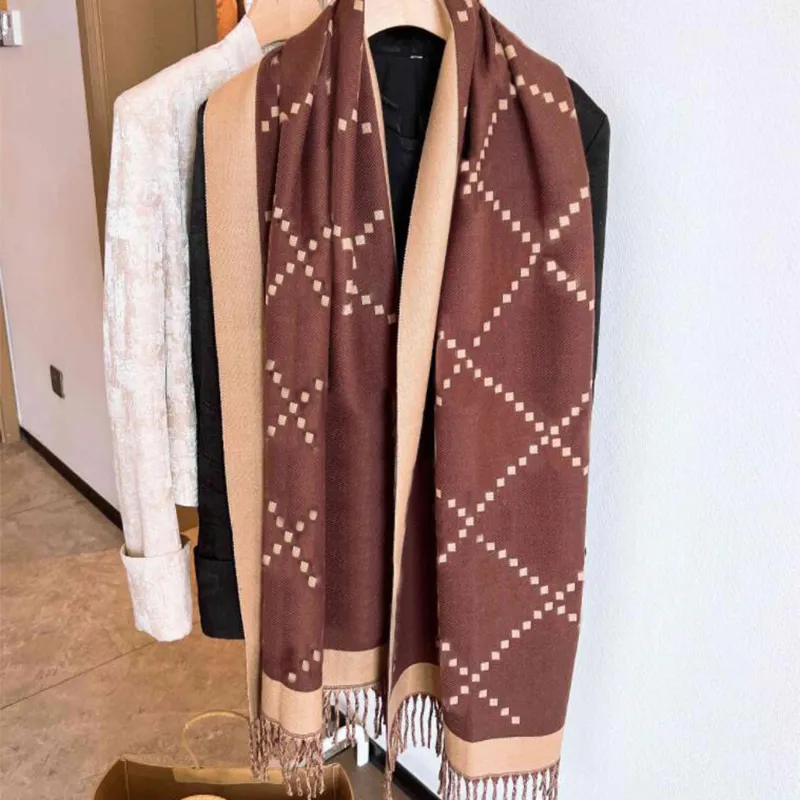 Stylish Women Cashmere Scarf Full Letter Scarves Soft Touch Warm Wraps with Tags Autumn Winter Long Shawls High Quality