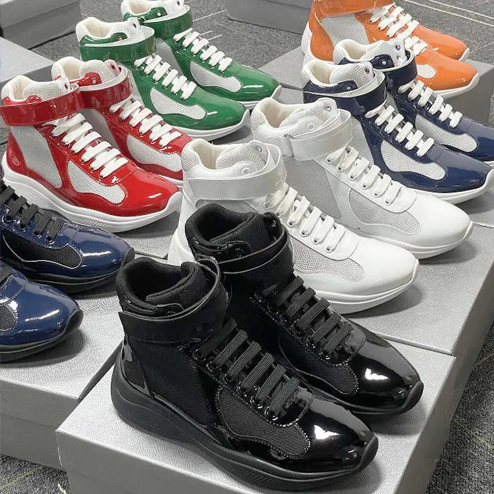 Designer Shoes Men America Cup Sneakers Women High Top Sneakers Flat Casual Shoes High Quality Nylon Trainers With Box Size 47 NO53