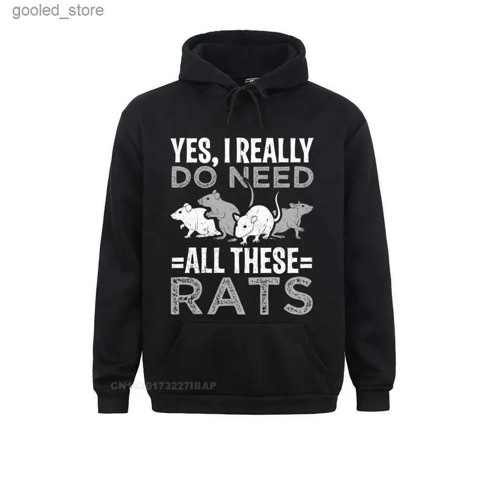 Erkek Hoodies Sweatshirts Komik Rat Tasarımı Evet Gerçekten tüm bu Ratlara İhtiyacım Gerekiyorum Pullover Hoodie Baskı Hoodies Erkek Sweatshirts Sıkı Spor Terlemeleri Popüler Q231110