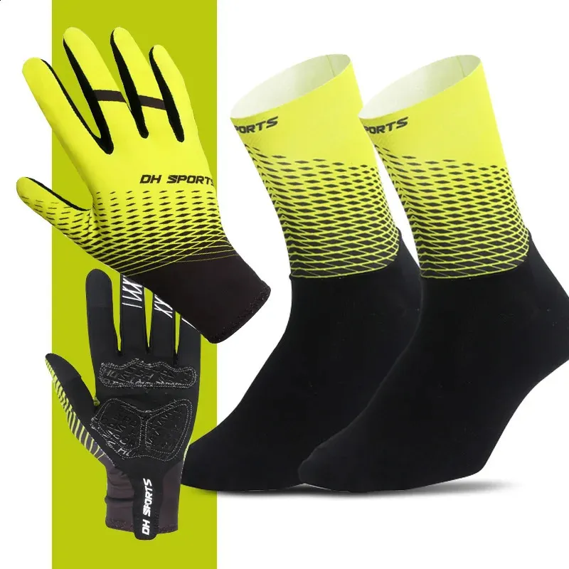 Велосипедные перчатки, 1 пара носков с длинными пальцами, мужские и женские противоскользящие спортивные велосипедные варежки, комплект велосипедных носков 231109