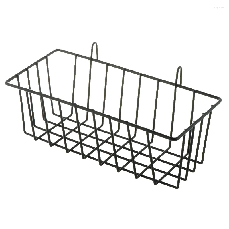 Paniers de rangement Grille grand panier fil métallique suspendu pour le rangement de la salle de bain/au-dessus de l'armoire avec 2 crochets muraux