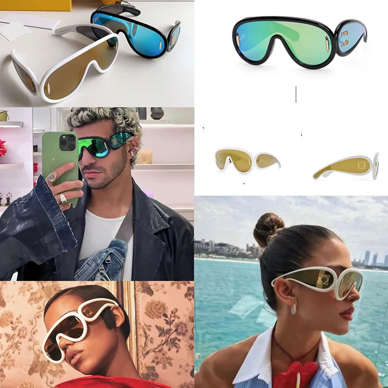 Fotoram överdimensionerade solglasögon kvinnor lyxmärke allt-i-ett-lins 40108 UV-skydd Saccoche designer solglasögon män läder originallåda