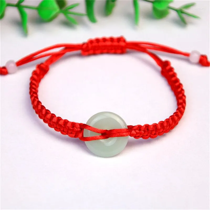 Lien Bracelets À La Mode Imitation Jade Ancienne Boucle Paisible Corde Rouge À La Main Tresse Femmes Bijoux Cadeau Tissé À La Main
