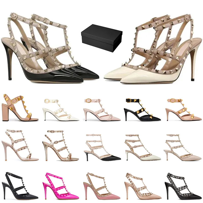 Groß sparen beim Kauf von Valentino Garavani Rockstud Womens Luxury High  Heels Valentinos Patent Leather Tonal Studded Lace Up Pumps Designer High 