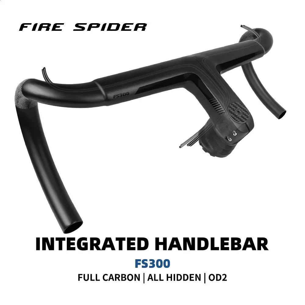 Componentes do guidão de bicicleta Fire Spider Carbon Bicycle Handlebar T1000 Roteamento interno Road 28,6 mm 31,8 mm Acessórios integrados 231109