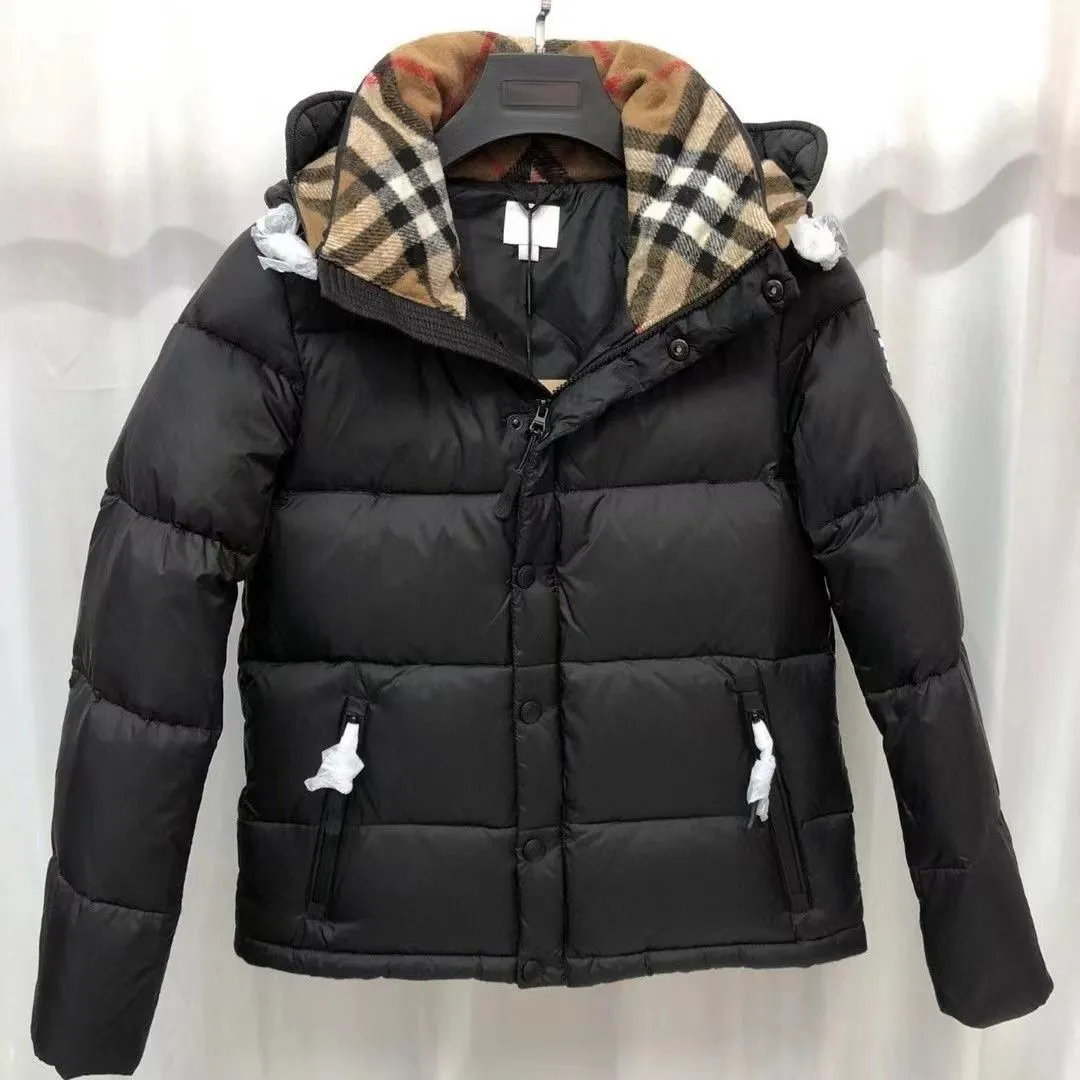 Chaqueta acolchada de diseñador para hombre y mujer, chaqueta de plumón con capucha, Parka gruesa, prendas de vestir, chaqueta de plumón con patrón a cuadros de dos colores