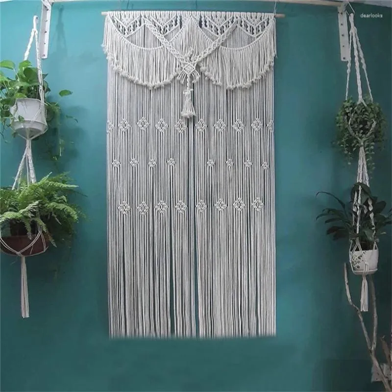 Tapisseries nordiques tissées à la main en macramé, rideau mural suspendu, tapisserie bohème pour décoration Boho, pendentif élégant, pompon de mariage