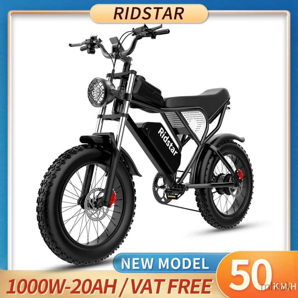 Pedais de bicicleta RidStar Q20 Bike elétrico 1000W 48V 20AH freio à prova d'água de óleo vermelho poderoso motor 20*4,0 pneu gordo para a montanha elétrica bicicleta M230411