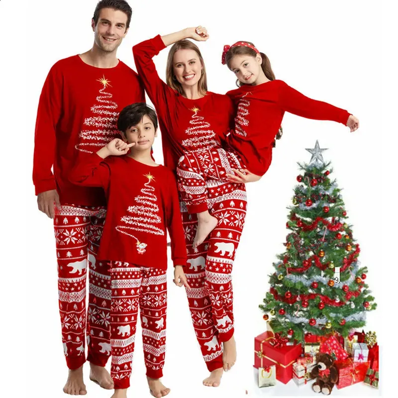 Roupas combinando para a família Roupas combinando para a família Conjuntos de pijamas vermelhos de Natal Pai Mãe Filha e Filho Pijamas Aldult Crianças Roupas de Natal para Família 231110