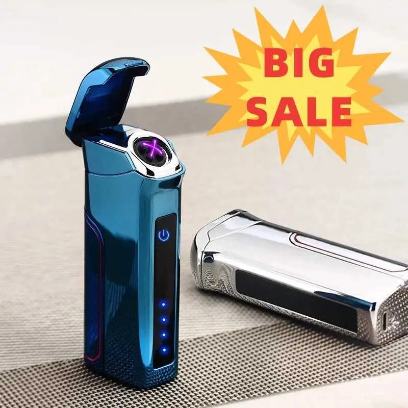 Lighters Outdoor Camping Windproof Pulse Lighter New Double Arc USB Charging Flameless Plasma Men's High end Gift