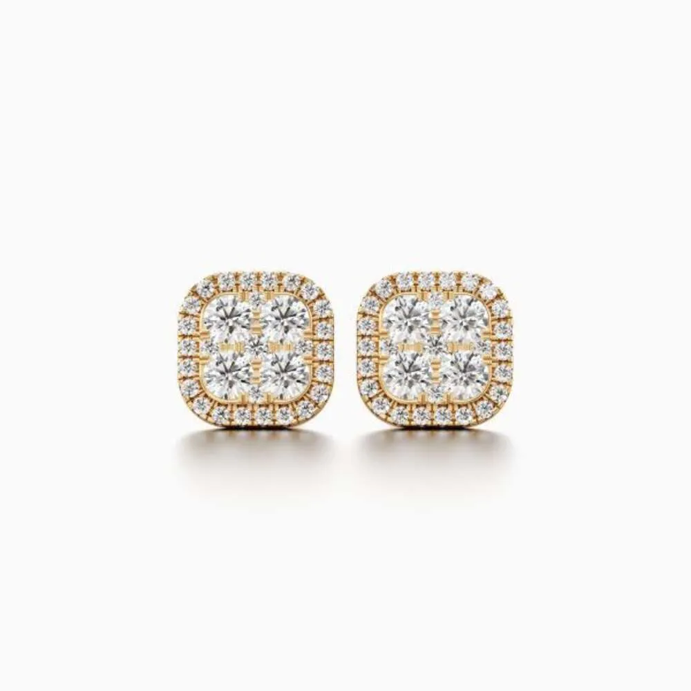 Solid Gold 2023 Stud örhänge Moissanite Diamond 10k 14k Hip Hop örhängen för kvinnor män