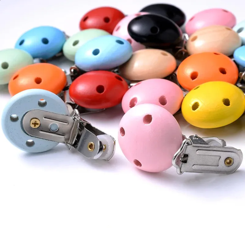 Bijtringen Speelgoed 10 Stuks Houten Clips Ronde Vormige Dummy Houder Fopspeen DIY Tandjes Ketting Accessoires BPA Gratis 231109