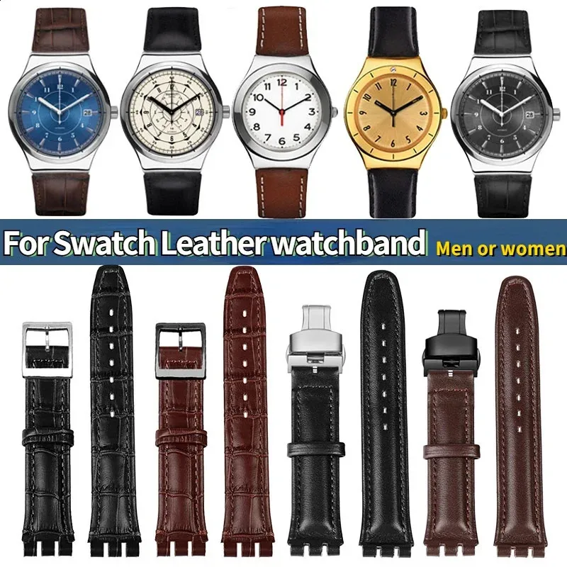 Titta på band för YCS YAS YGS Series Watch Band 17mm 19mm äkta läderhandband Rem Women Men Watch Strap Belt Armband Accessories 231108