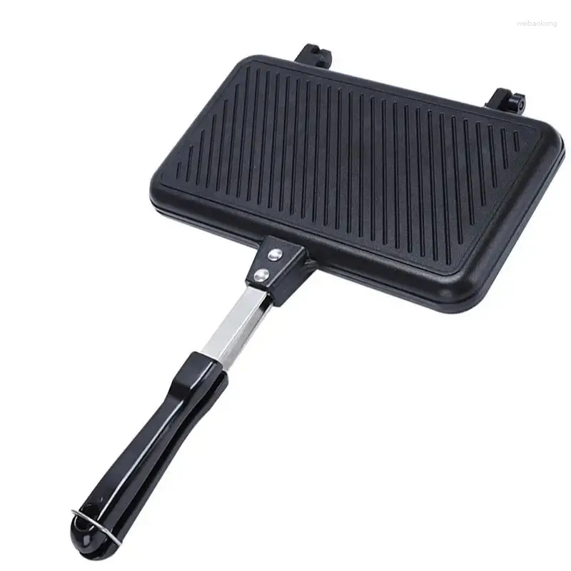 Pans Double Sided Sandwich Pan Non Stick Grilled And Panini Maker With Handle Multiple Purposes Frying For Breakfast