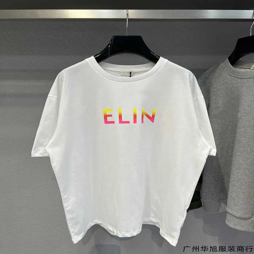 Camiseta de diseñador de lujo para mujer, edición correcta, frente alto, estampado de letras coloridas, verano Unisex