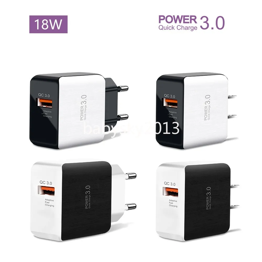 Carregador de parede usb rápido qc3.0, adaptador de energia 18w 5v 3a 9v 2a para iphone 12 13 14 15 samsung s7 s8 s10 s22 s23 lg b1 pacote de varejo