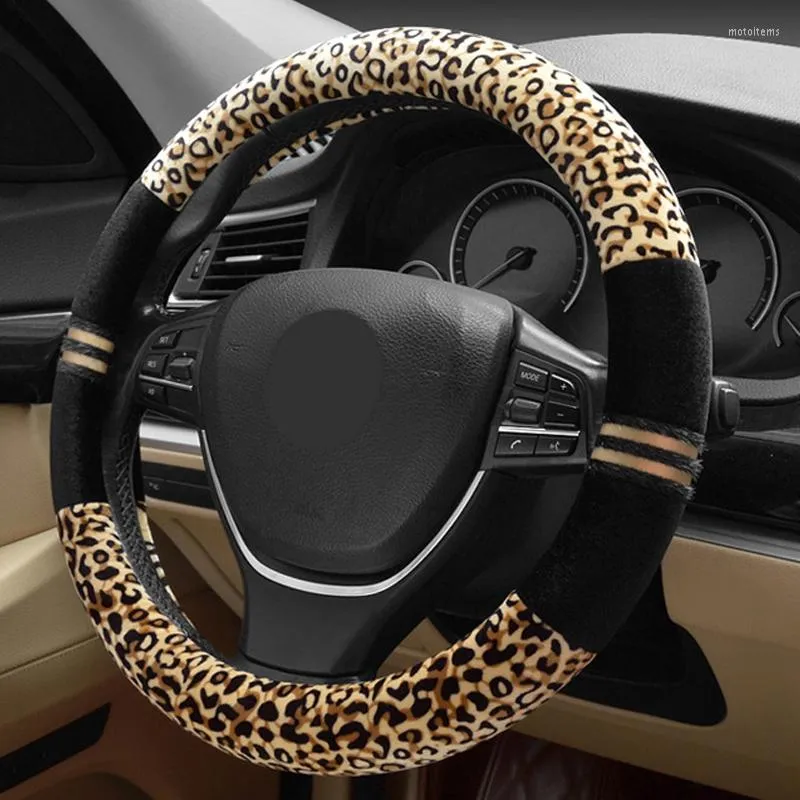 Coprivolante Copertura invernale Protezione morbida in peluche con stampa leopardata 37 cm 38 cm Accessori interni per auto universali