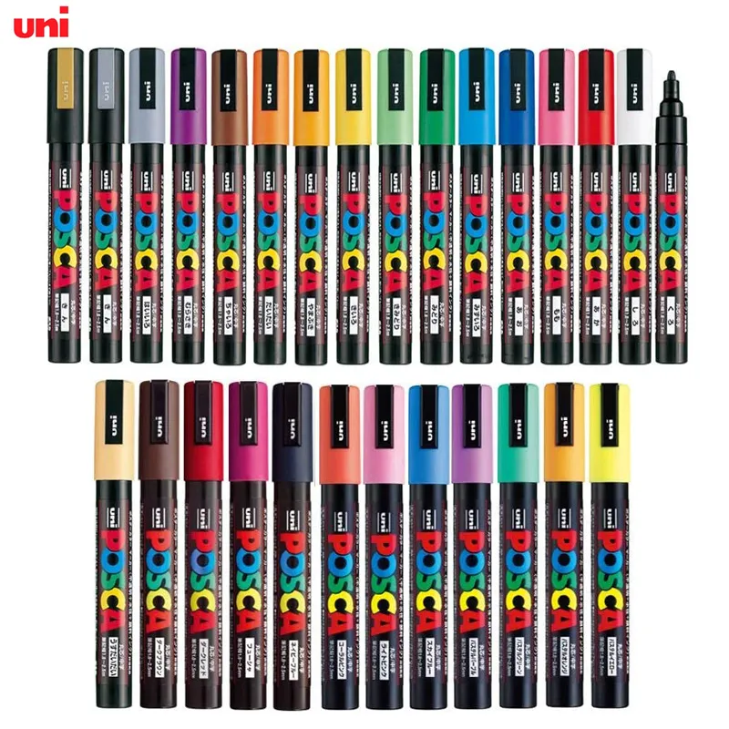 Markery uni Posca marker farby pełny zestaw pakietów Plakat Plakat Kolor Pełny kolor Marker średni punkt PC-5M 28 Kolory 230408