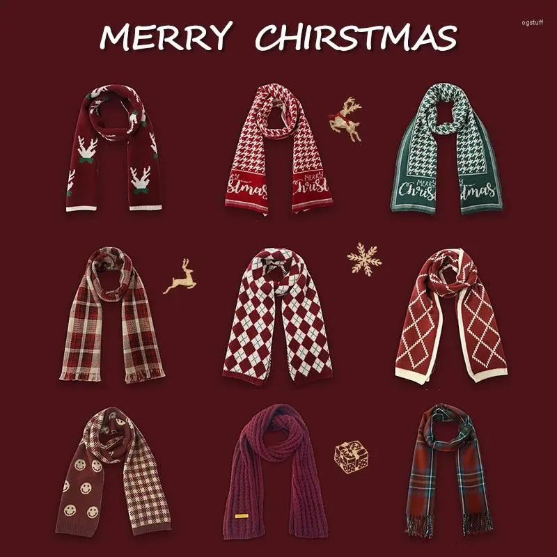 Sciarpe Ins 2023 Anno Rosso Regalo di Natale Sciarpa di cashmere imitazione Scialle invernale da donna addensato Alla moda Versatile