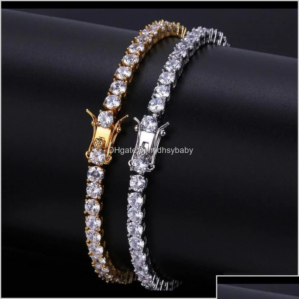 Tennis -ontwerper Herenarmbanden Hip Hop Sieraden Diamantarmband Iced Out Hiphop Bling Bangles Luxury charme rapper Gold Sie Drop deliv Dhzum