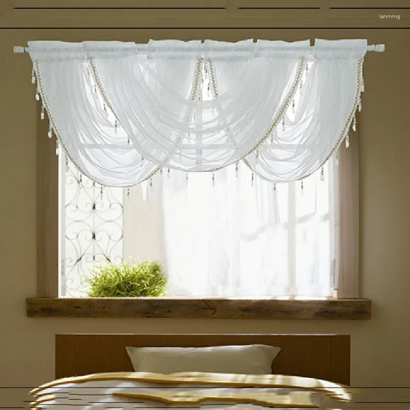 Gardin 1 st valance hängande hög kvalitet vit tyll hem dekoration för vardagsrum sovrum kök partition nordiska nyanser