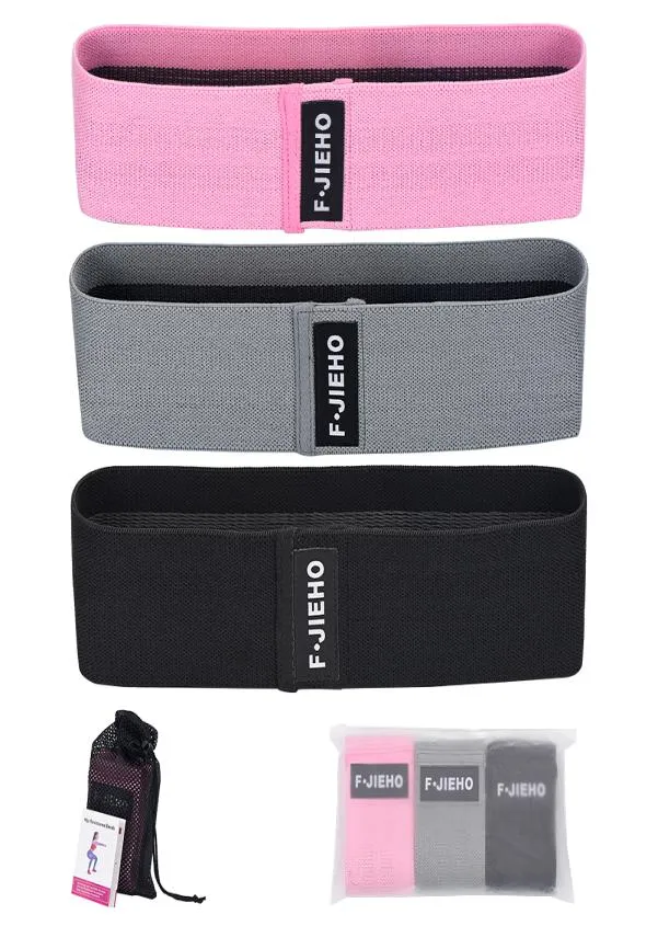 3 pieces of weight nonslip latex fitness hip lift squat fabric resistance band4087953