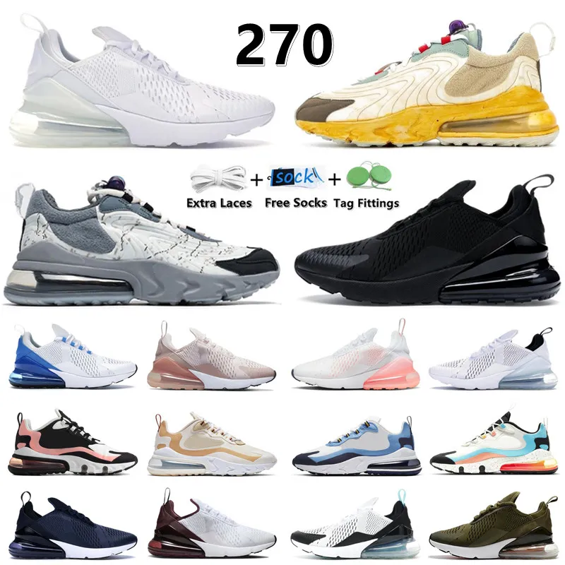 270 react 270s Running Shoes 270 Men Women Sports Sneakers Cactus Trails Grey Core White Triple Black UNC University Blue Navy Mens Womens Trainers Platform Shoe