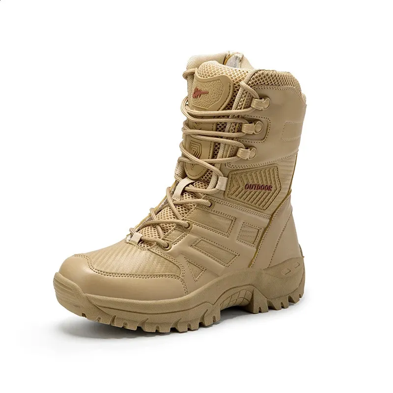 Botas masculinas botas de alta qualidade marca militar botas de couro força especial tático deserto combate tornozelo botas ao ar livre sapatos 231109