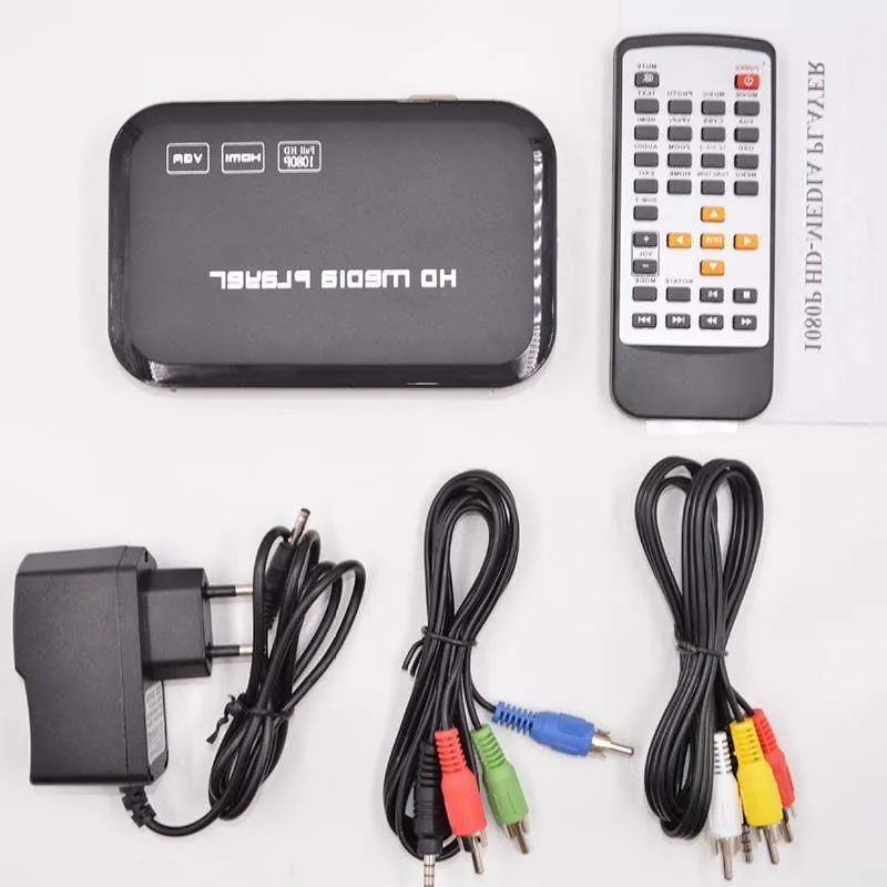 Freeshipping USB digitale Full HD 1080P HDD Lettore multimediale HD-MI VGA SD MMC Supporto DIVX AVI RMVB MP4 H264 FLV MKV Musica Film Xtuhn