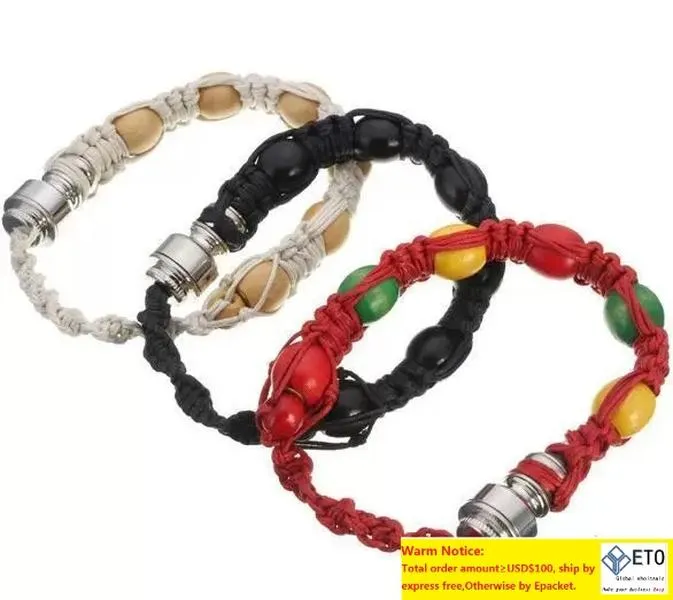 Bracciale Pipa da fumo Bracciale portatile con perline in metallo Bracciale da fumo fatto a mano Pulsera Uomini Donne Regali fantastici Bracciale con corda a nodo